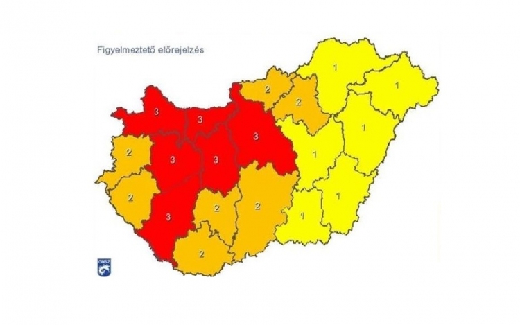 Négynaposra bővítette veszélyjelzését a meteorológiai szolgálat